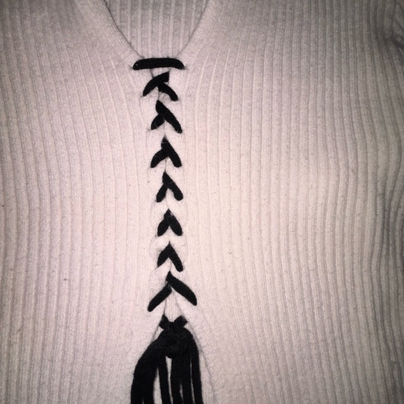 White Lace-Up Sweater - Picture 7 of 9